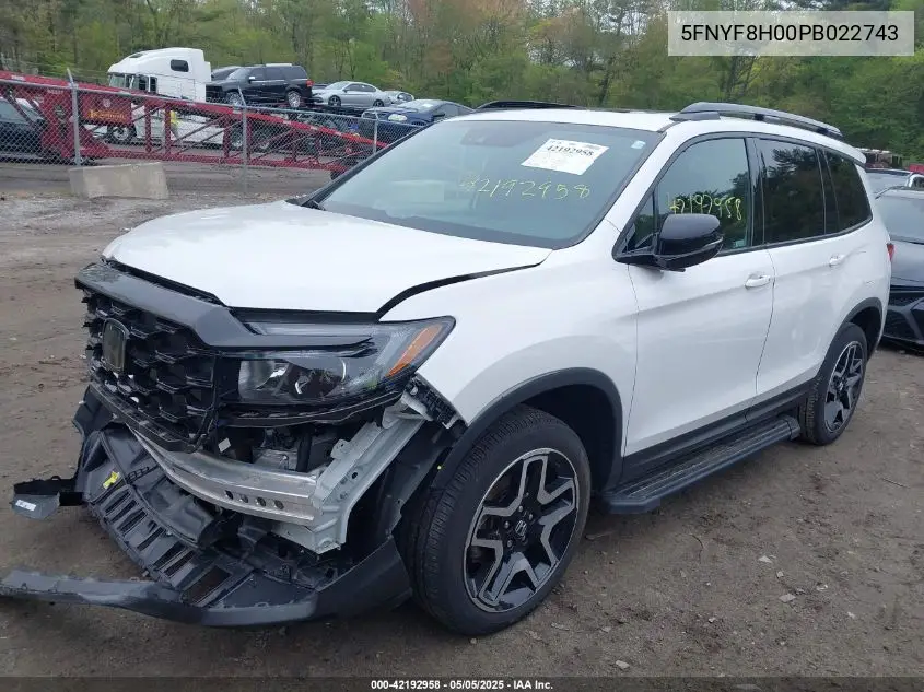 2023 Honda Passport Awd Elite VIN: 5FNYF8H00PB022743 Lot: 42192958