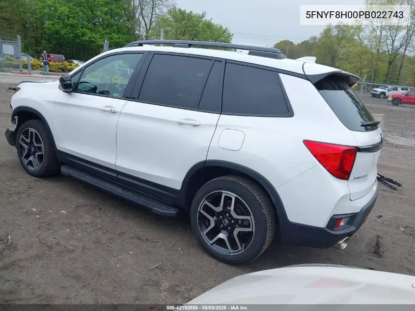 2023 Honda Passport Awd Elite VIN: 5FNYF8H00PB022743 Lot: 42192958