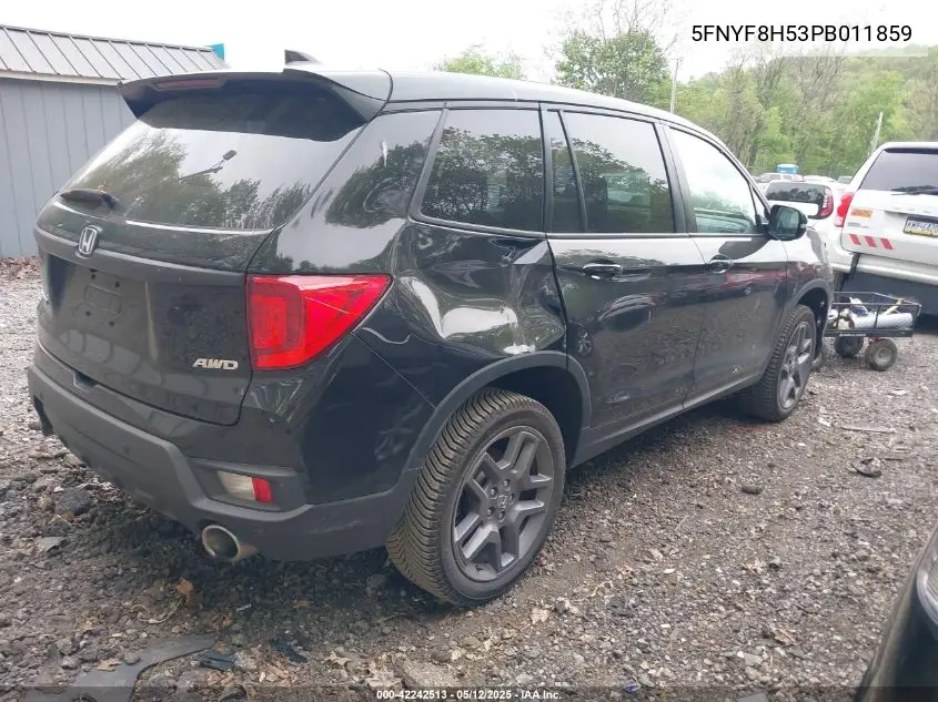 2023 Honda Passport Awd Ex-L VIN: 5FNYF8H53PB011859 Lot: 42242513