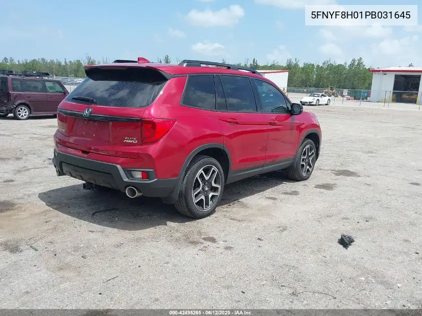 2023 Honda Passport Awd Elite VIN: 5FNYF8H01PB031645 Lot: 42495265