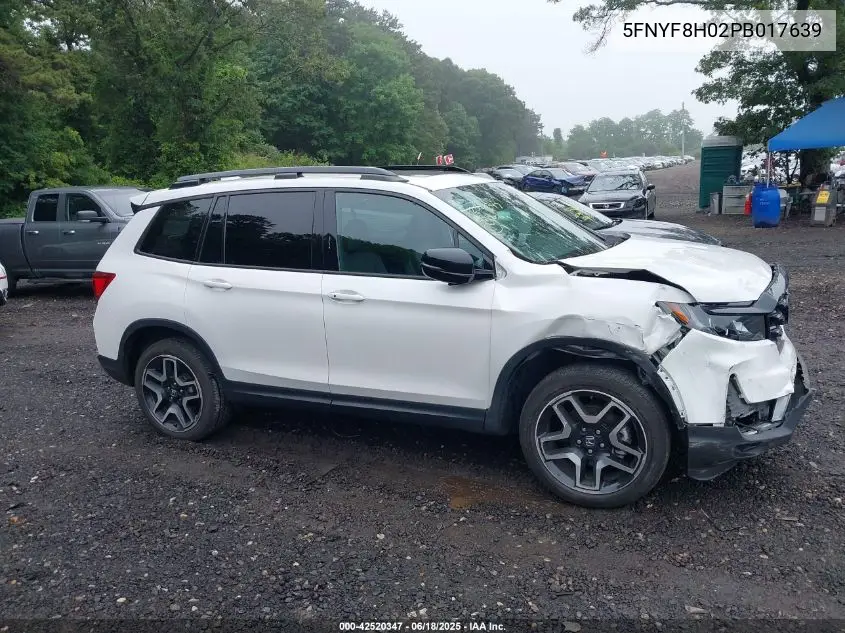 2023 Honda Passport Awd Elite VIN: 5FNYF8H02PB017639 Lot: 42520347