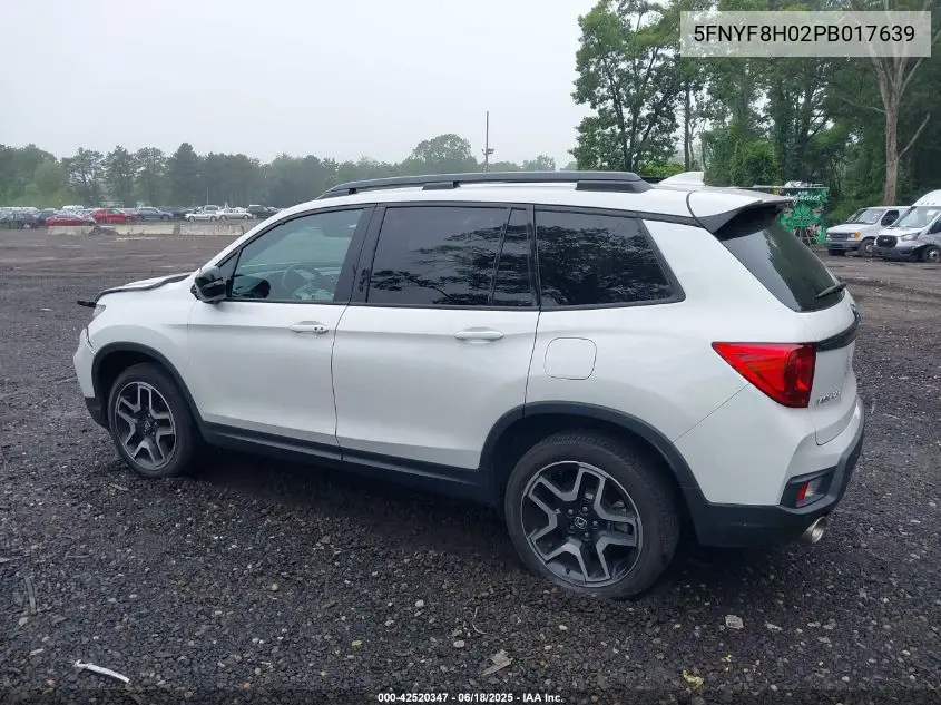 2023 Honda Passport Awd Elite VIN: 5FNYF8H02PB017639 Lot: 42520347