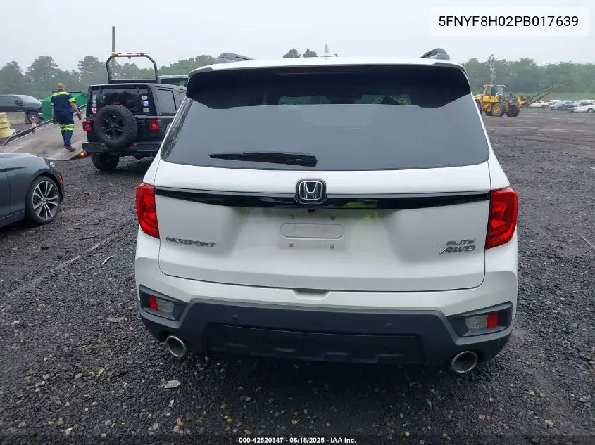 2023 Honda Passport Awd Elite VIN: 5FNYF8H02PB017639 Lot: 42520347
