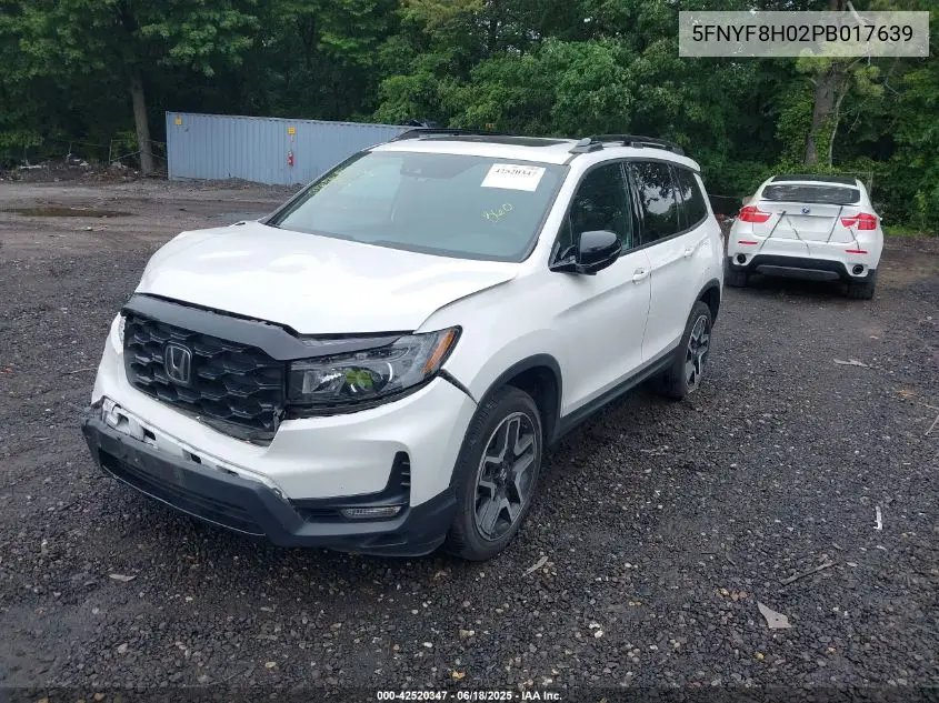 2023 Honda Passport Awd Elite VIN: 5FNYF8H02PB017639 Lot: 42520347