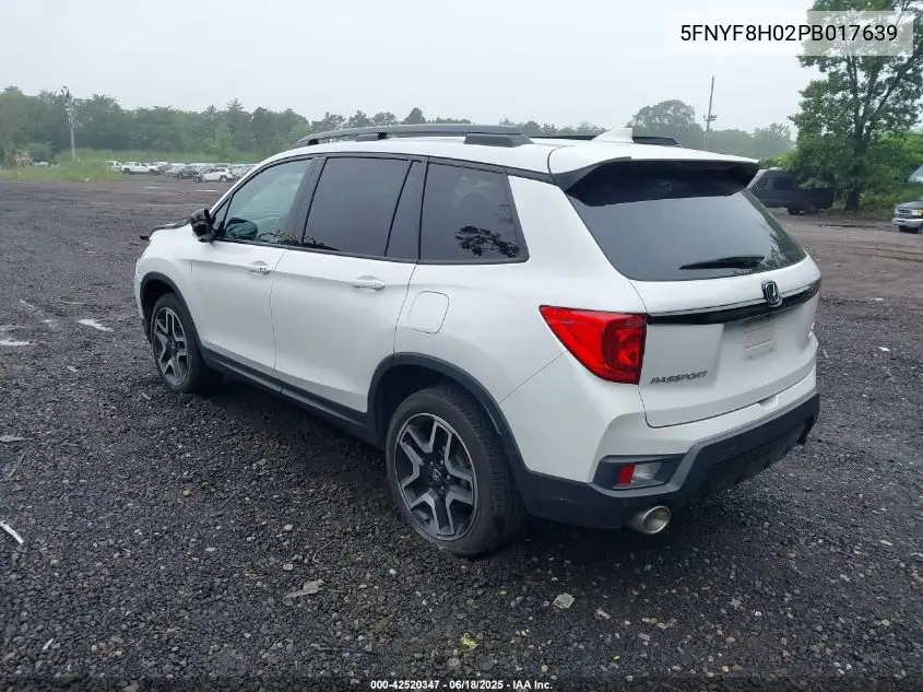 2023 Honda Passport Awd Elite VIN: 5FNYF8H02PB017639 Lot: 42520347