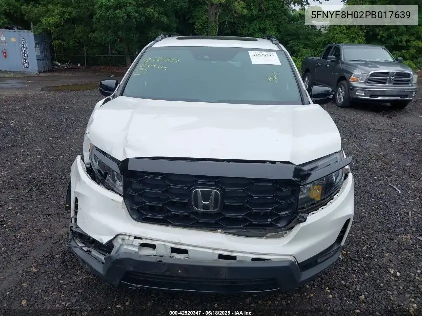 2023 Honda Passport Awd Elite VIN: 5FNYF8H02PB017639 Lot: 42520347