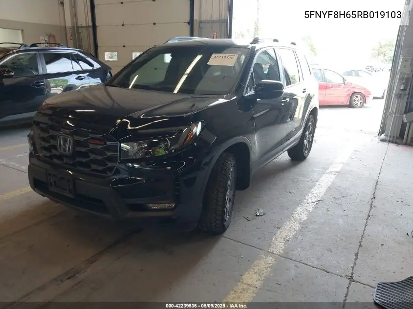 2024 Honda Passport Awd Trailsport VIN: 5FNYF8H65RB019103 Lot: 42239536