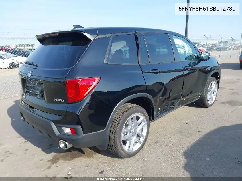 2025 Honda Passport Awd Ex-L VIN: 5FNYF8H51SB012730 Lot: 42209362