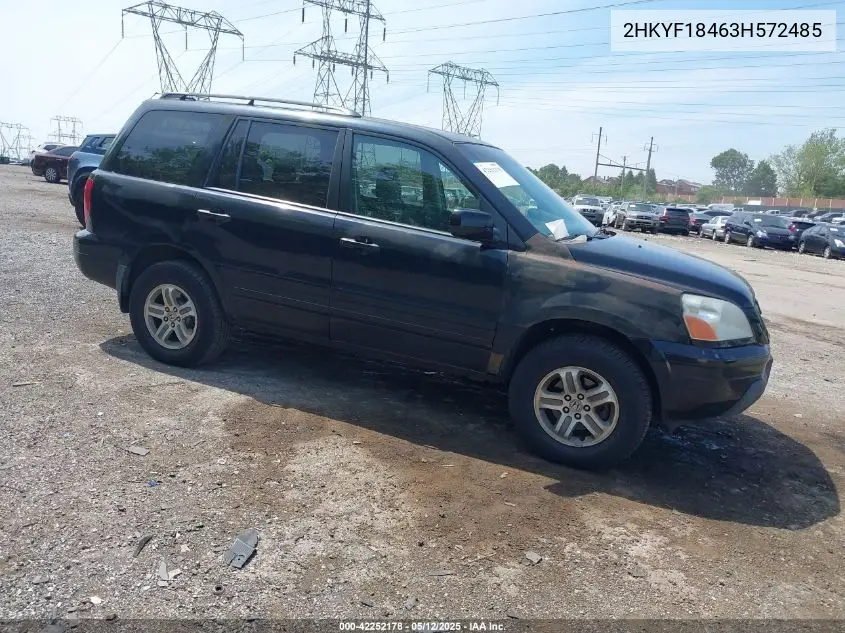 2003 Honda Pilot Ex VIN: 2HKYF18463H572485 Lot: 42252178
