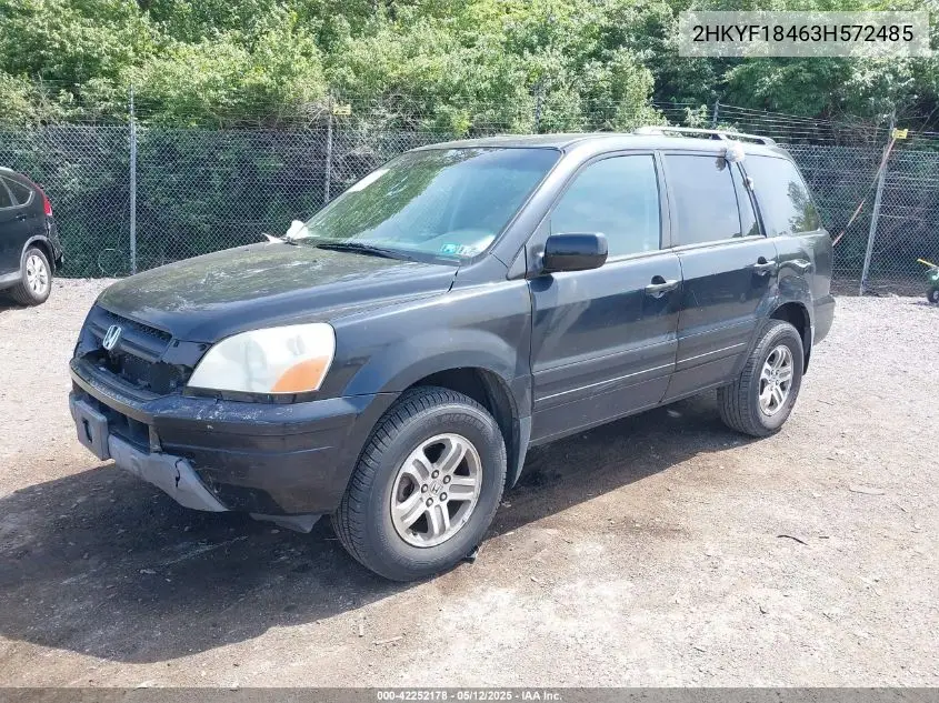 2003 Honda Pilot Ex VIN: 2HKYF18463H572485 Lot: 42252178
