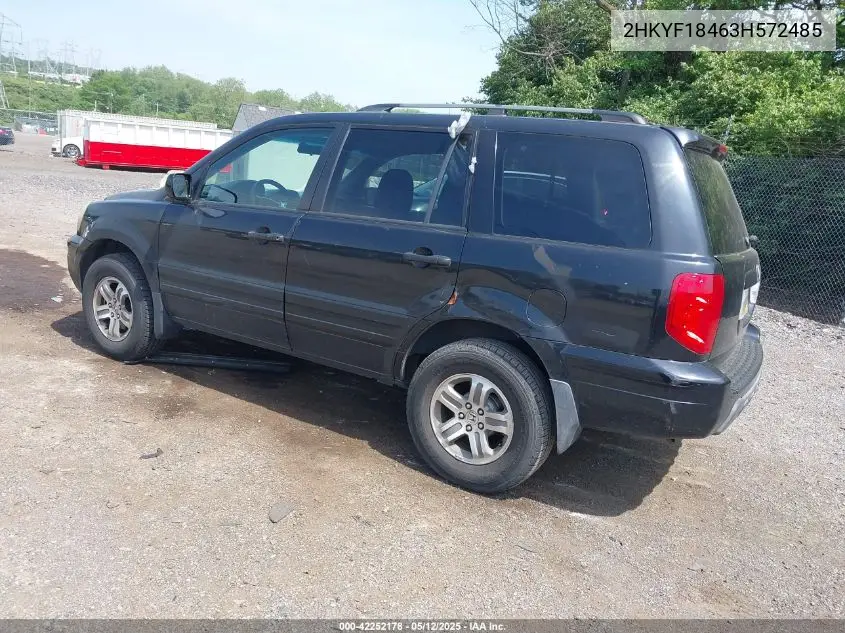 2003 Honda Pilot Ex VIN: 2HKYF18463H572485 Lot: 42252178