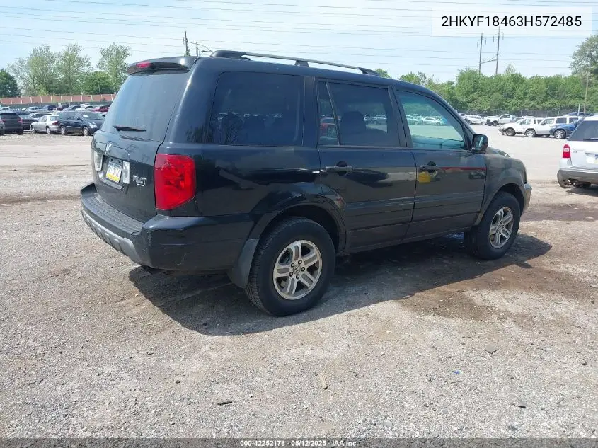 2003 Honda Pilot Ex VIN: 2HKYF18463H572485 Lot: 42252178