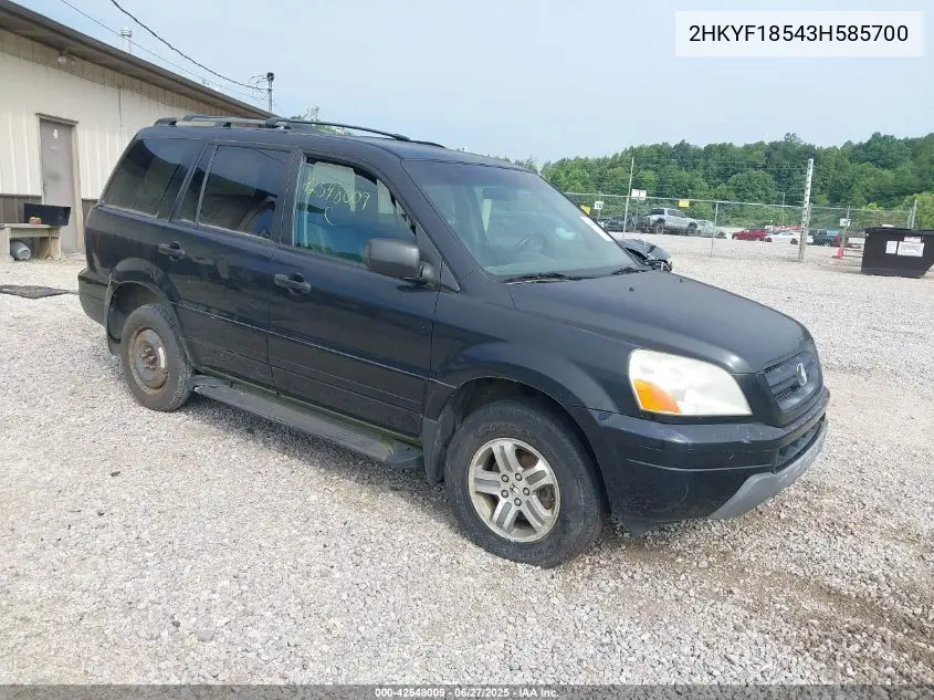2003 Honda Pilot Ex-L VIN: 2HKYF18543H585700 Lot: 42548009
