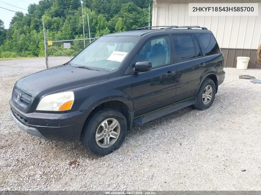 2003 Honda Pilot Ex-L VIN: 2HKYF18543H585700 Lot: 42548009