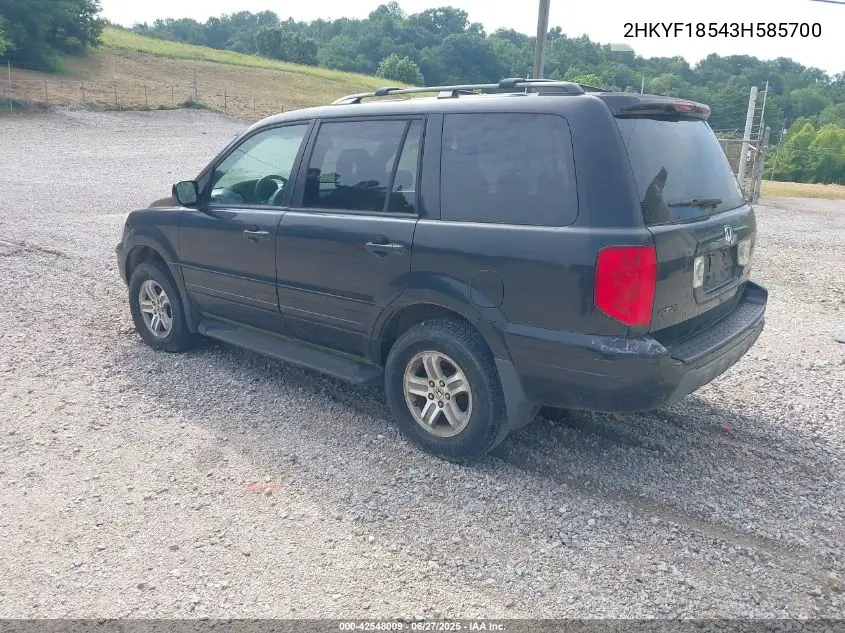 2003 Honda Pilot Ex-L VIN: 2HKYF18543H585700 Lot: 42548009