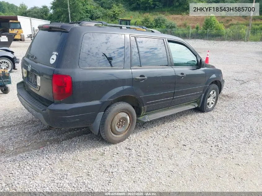 2003 Honda Pilot Ex-L VIN: 2HKYF18543H585700 Lot: 42548009