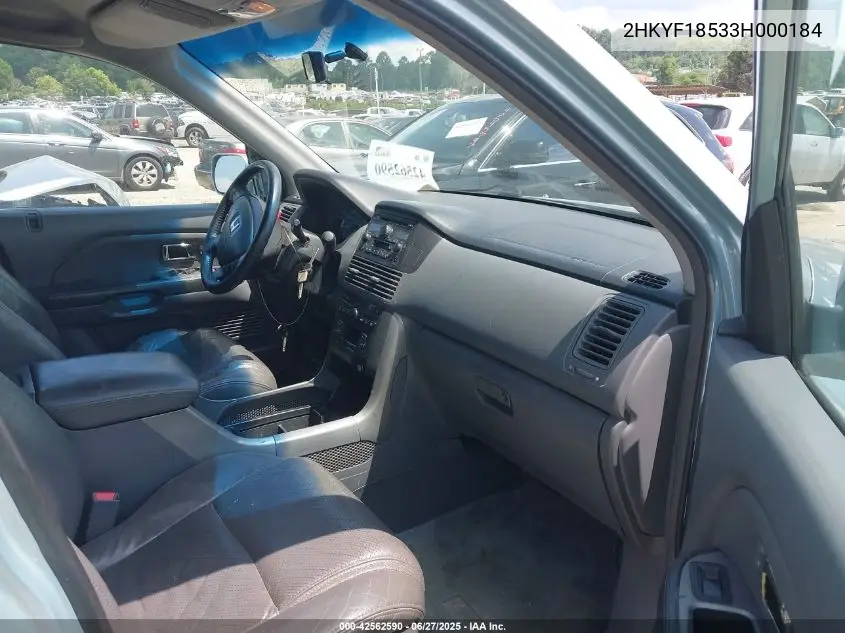 2003 Honda Pilot Ex-L VIN: 2HKYF18533H000184 Lot: 42562590