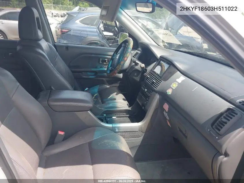 2003 Honda Pilot Ex-L VIN: 2HKYF18603H511022 Lot: 42564191