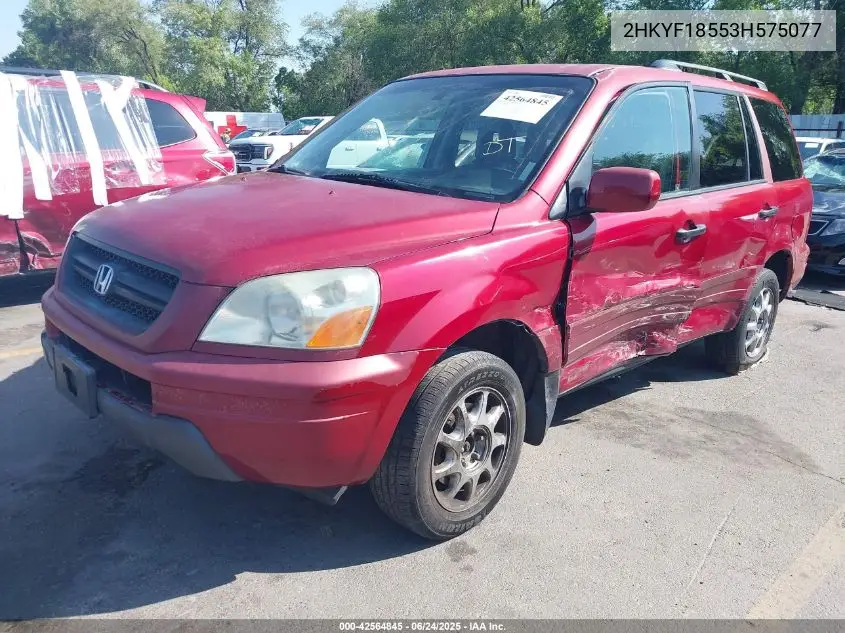 2003 Honda Pilot Ex-L VIN: 2HKYF18553H575077 Lot: 42564845