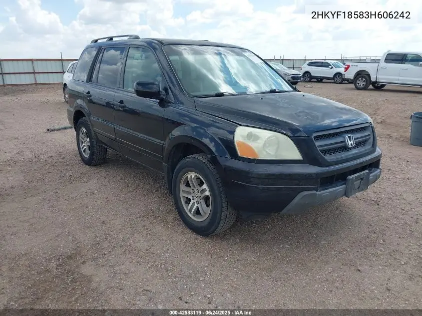 2003 Honda Pilot Ex-L VIN: 2HKYF18583H606242 Lot: 42583119