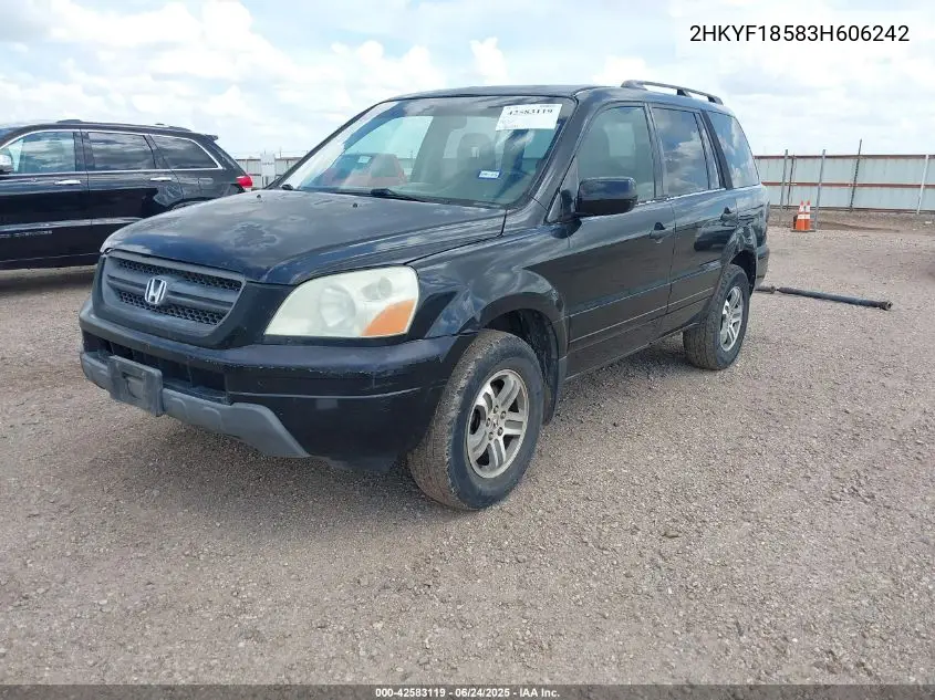 2003 Honda Pilot Ex-L VIN: 2HKYF18583H606242 Lot: 42583119