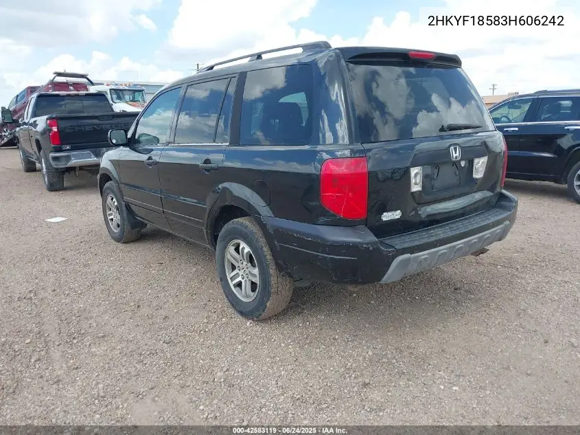 2003 Honda Pilot Ex-L VIN: 2HKYF18583H606242 Lot: 42583119