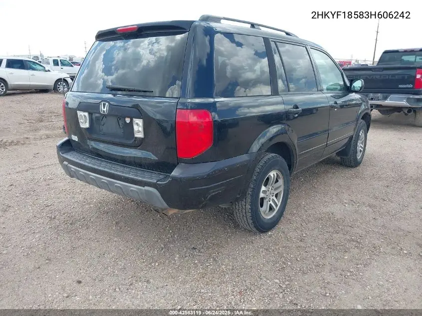 2003 Honda Pilot Ex-L VIN: 2HKYF18583H606242 Lot: 42583119
