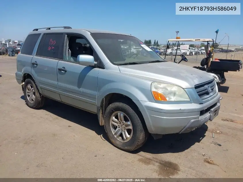 2003 Honda Pilot Ex-L VIN: 2HKYF18793H586049 Lot: 42592282