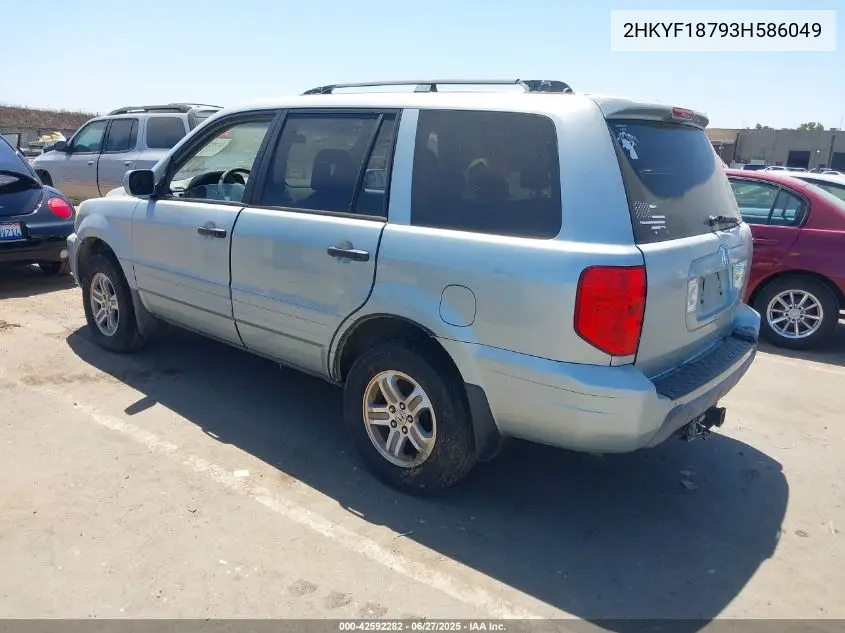 2003 Honda Pilot Ex-L VIN: 2HKYF18793H586049 Lot: 42592282