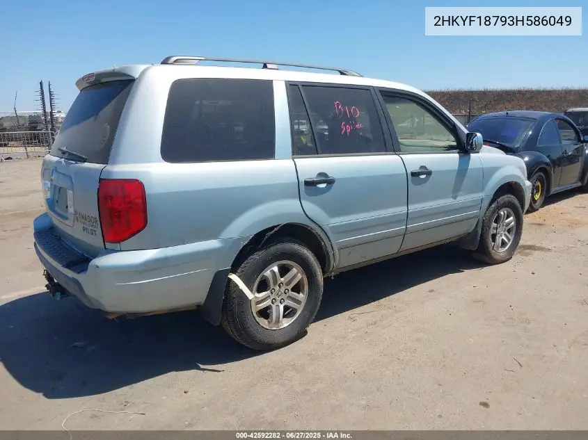 2003 Honda Pilot Ex-L VIN: 2HKYF18793H586049 Lot: 42592282