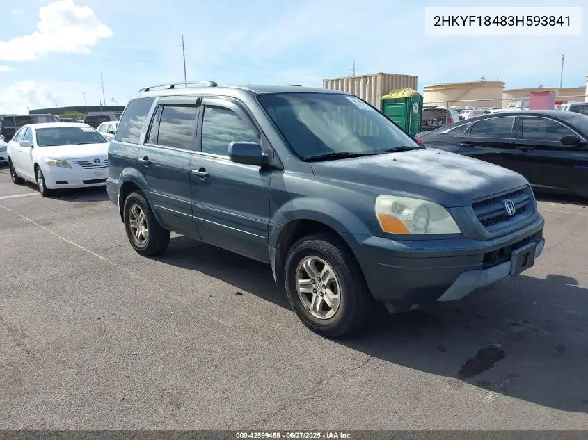 2003 Honda Pilot Ex VIN: 2HKYF18483H593841 Lot: 42599468