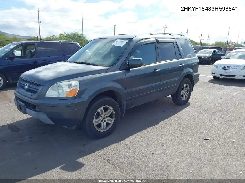 2003 Honda Pilot Ex VIN: 2HKYF18483H593841 Lot: 42599468