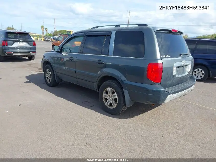 2003 Honda Pilot Ex VIN: 2HKYF18483H593841 Lot: 42599468