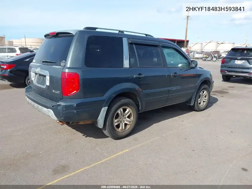 2003 Honda Pilot Ex VIN: 2HKYF18483H593841 Lot: 42599468