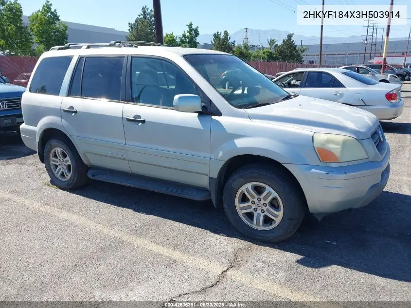 2003 Honda Pilot Ex VIN: 2HKYF184X3H503914 Lot: 42636351