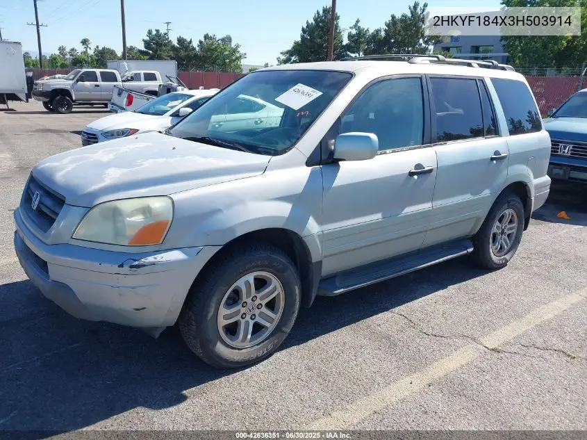 2003 Honda Pilot Ex VIN: 2HKYF184X3H503914 Lot: 42636351