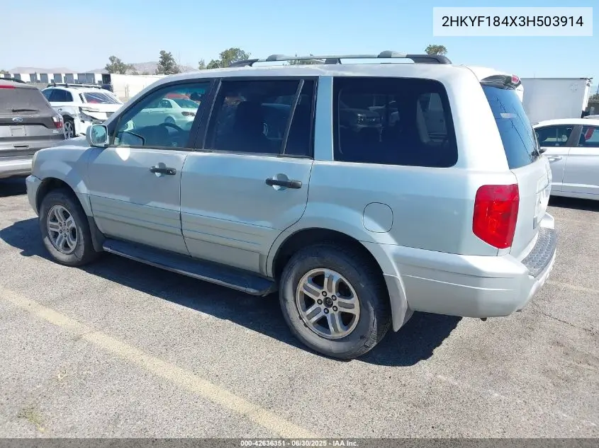 2003 Honda Pilot Ex VIN: 2HKYF184X3H503914 Lot: 42636351