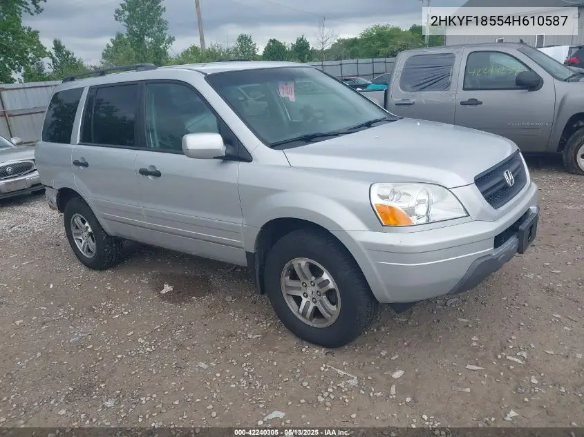 2004 Honda Pilot Ex-L VIN: 2HKYF18554H610587 Lot: 42240305