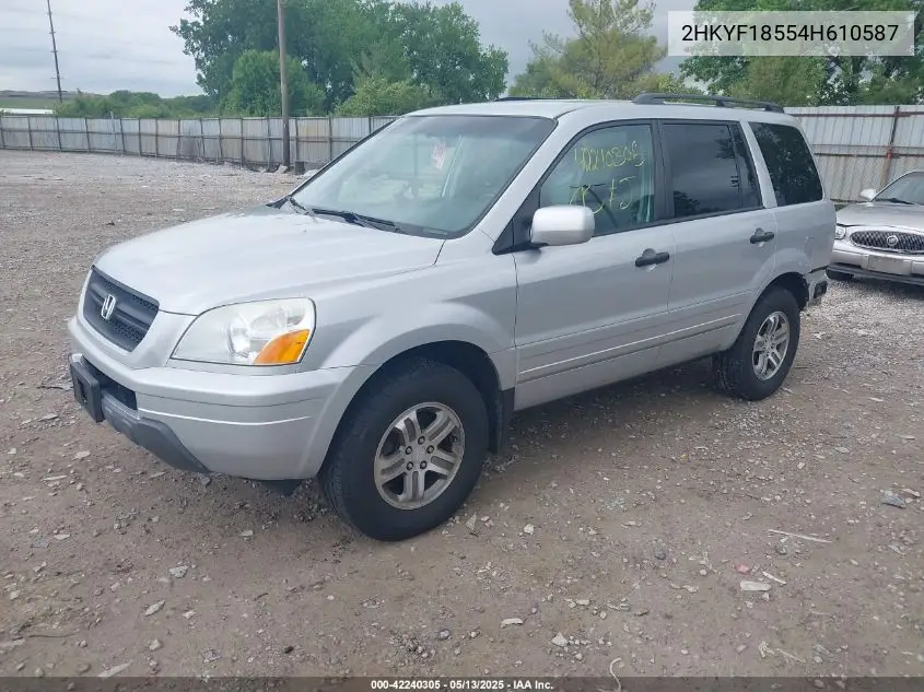 2004 Honda Pilot Ex-L VIN: 2HKYF18554H610587 Lot: 42240305