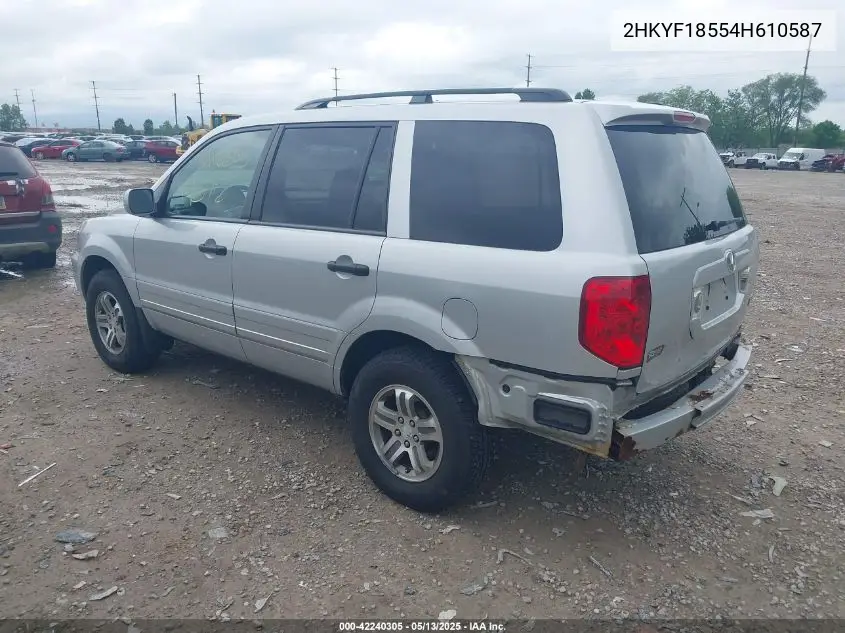 2004 Honda Pilot Ex-L VIN: 2HKYF18554H610587 Lot: 42240305