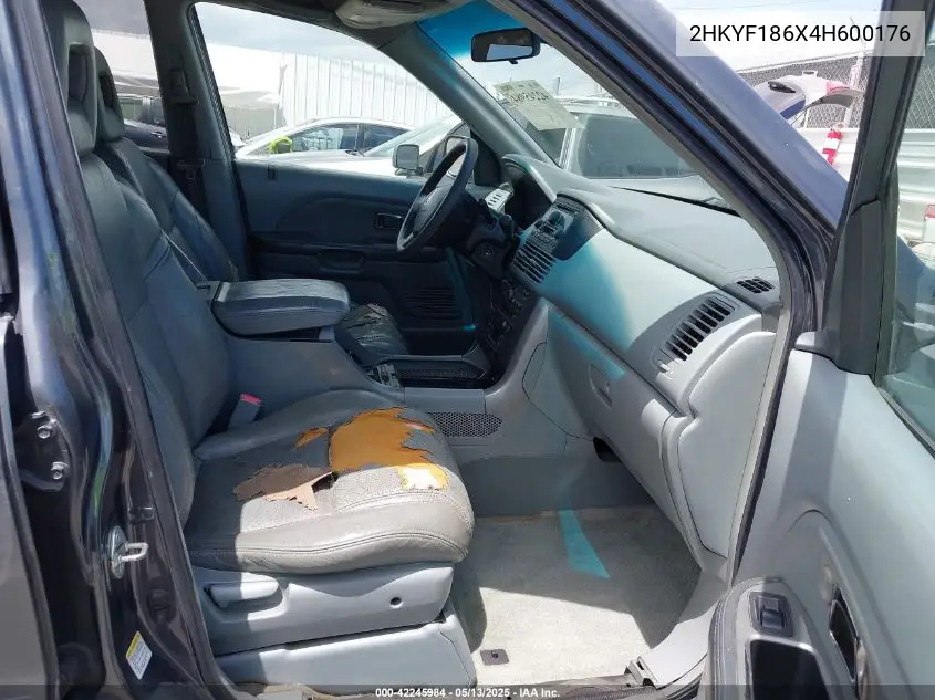 2004 Honda Pilot Ex-L VIN: 2HKYF186X4H600176 Lot: 42245984
