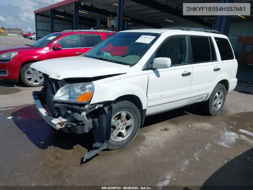 2004 Honda Pilot Ex-L VIN: 2HKYF18554H557681 Lot: 42389724