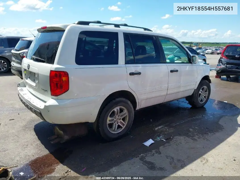 2004 Honda Pilot Ex-L VIN: 2HKYF18554H557681 Lot: 42389724