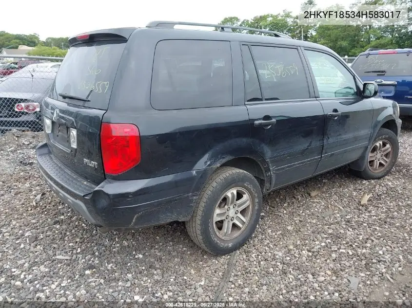 2004 Honda Pilot Ex-L VIN: 2HKYF18534H583017 Lot: 42618229