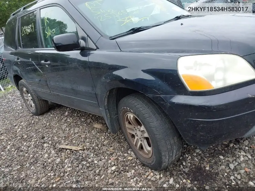 2004 Honda Pilot Ex-L VIN: 2HKYF18534H583017 Lot: 42618229