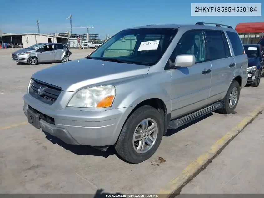 2005 Honda Pilot Ex-L VIN: 2HKYF18585H530184 Lot: 42224736