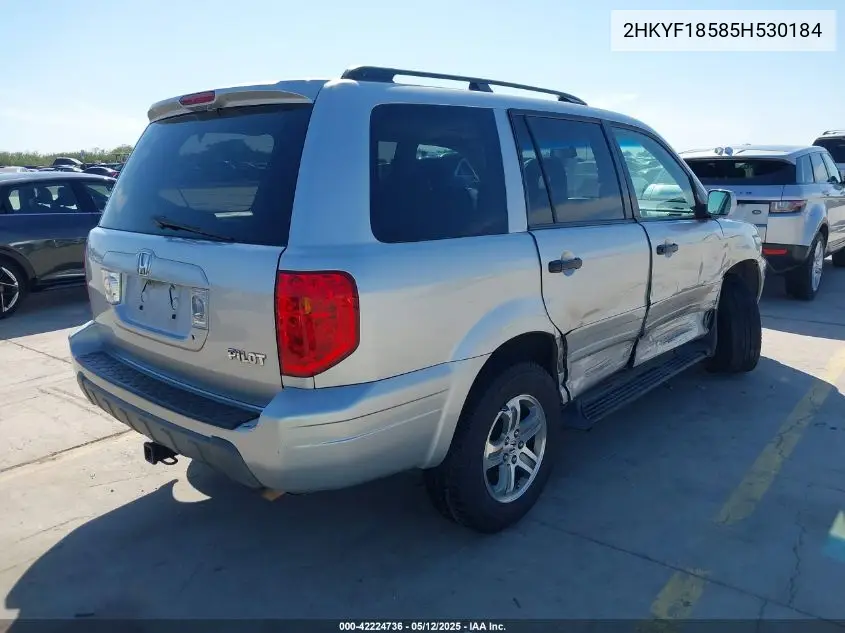 2005 Honda Pilot Ex-L VIN: 2HKYF18585H530184 Lot: 42224736
