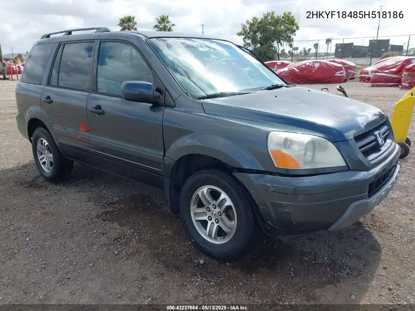 2005 Honda Pilot Ex VIN: 2HKYF18485H518186 Lot: 42237684