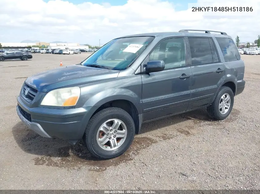 2005 Honda Pilot Ex VIN: 2HKYF18485H518186 Lot: 42237684