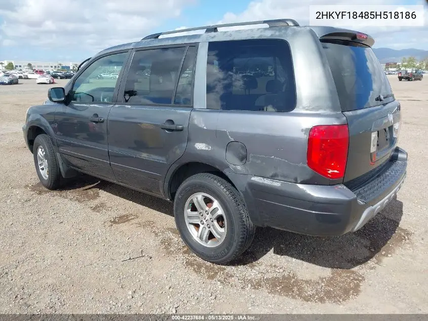 2005 Honda Pilot Ex VIN: 2HKYF18485H518186 Lot: 42237684